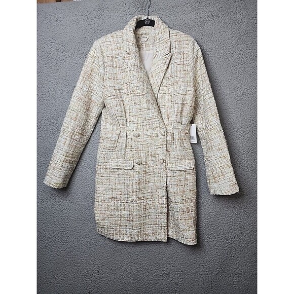 JASON WU Women's Medium Tweed Metallic NWT Double Breasted Long Sleeve Blazer - Picture 2 of 14